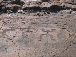 Aboriginal images and symbols carved in rock