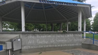 Nanaimo Pavillion at Swy-A-Lana Park following a vigil for the children. Photo: Bob Joseph