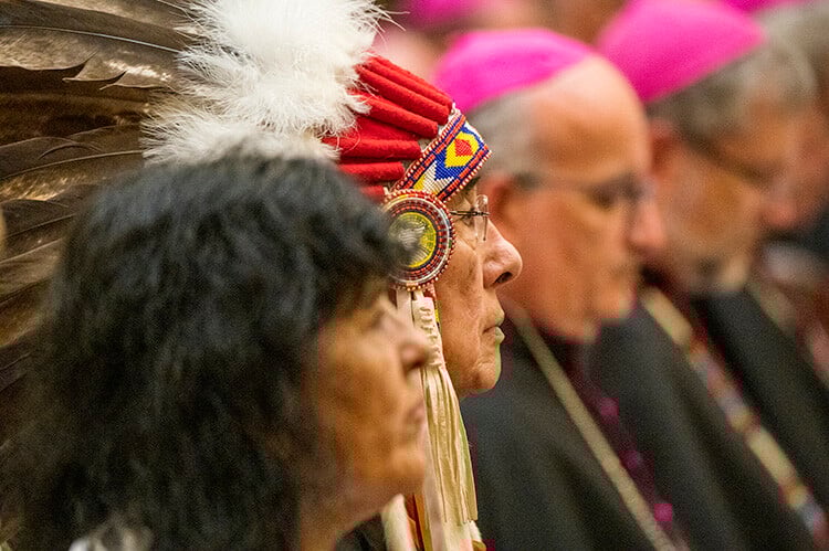 Chief Willie Littlechild during Pope Francis' visit to Canada, 2022. Photo: michael_swan, Flickr (CC BY-ND 2.0)