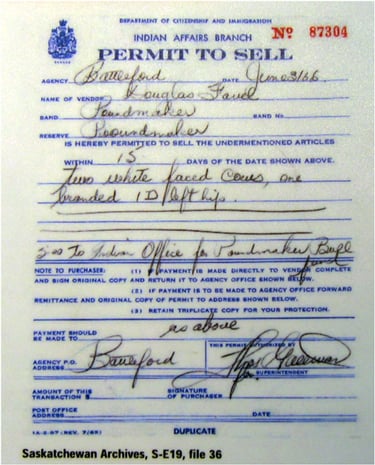 Indian Affairs - Permit to Sell
