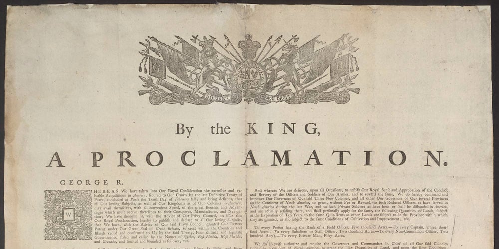 1763 Royal Proclamation, Photo: Wikipedia