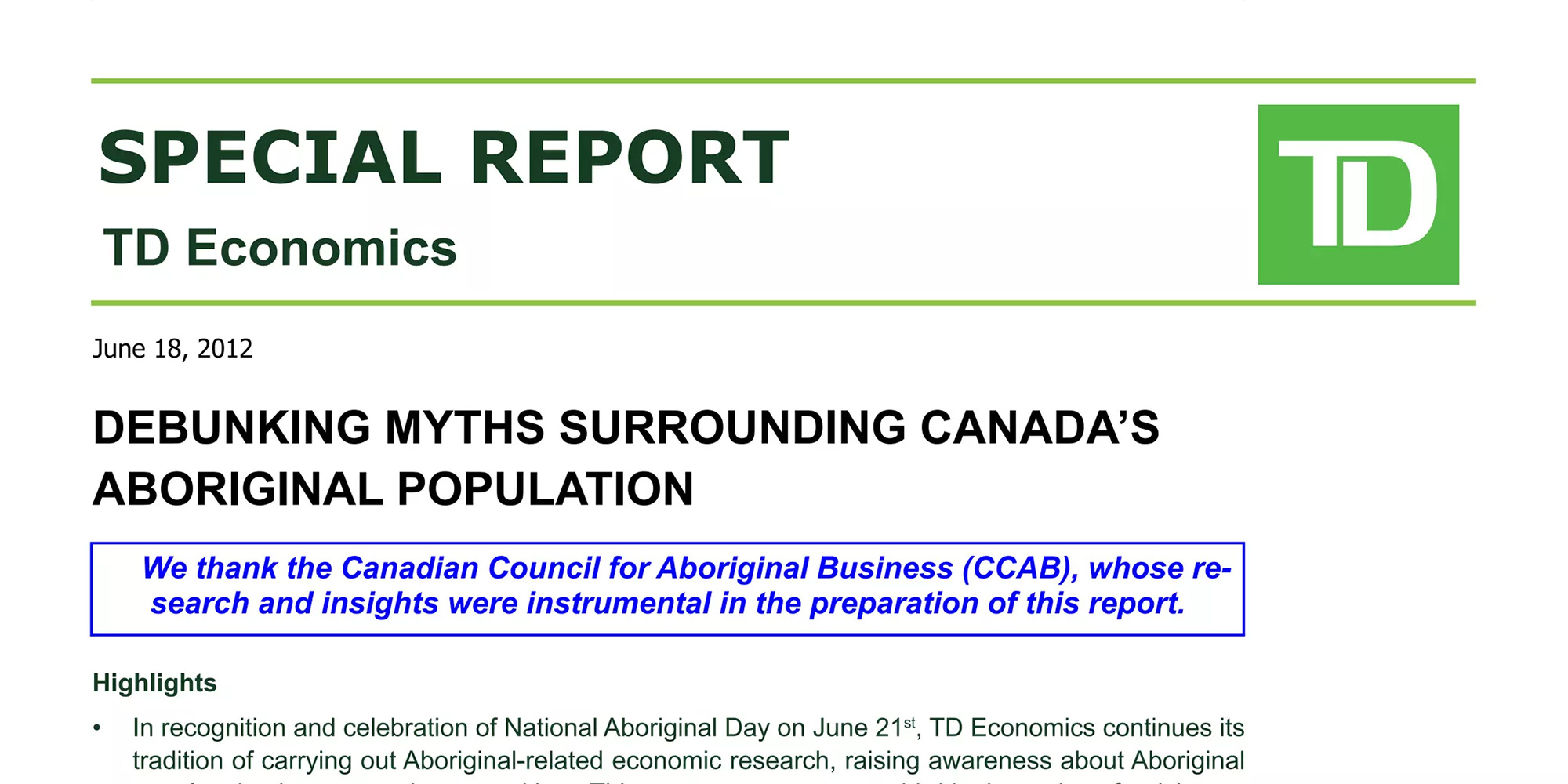 TD Special Report PDF