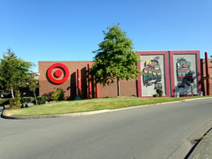 Target store with Indigenous artwork outside