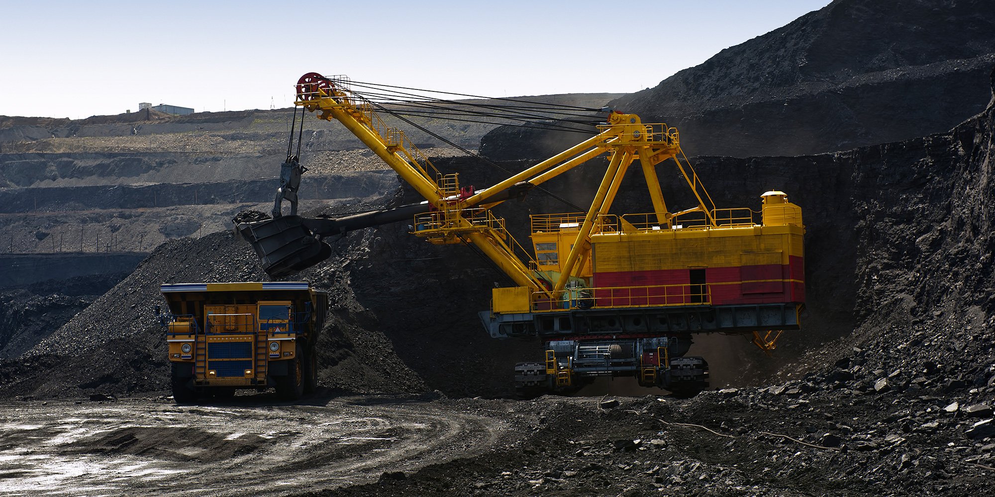 mining excavator and truck