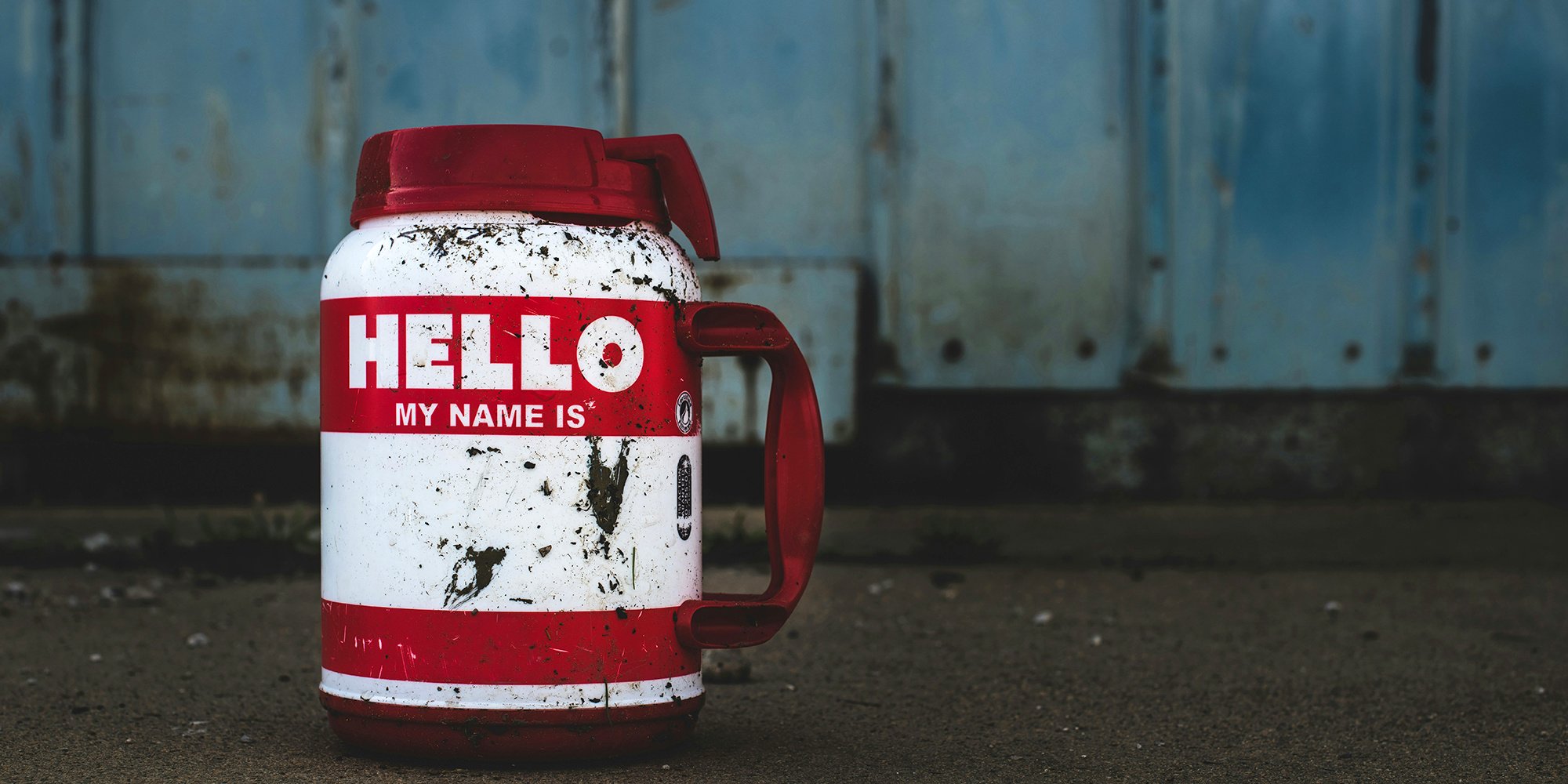 cup with name tag on it