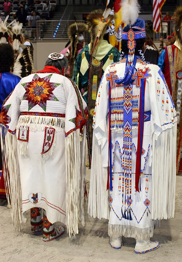 women at a pow wow