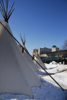 teepees in the snow