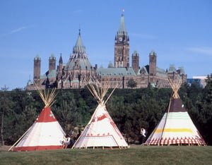 3 teepees and parilament buildings