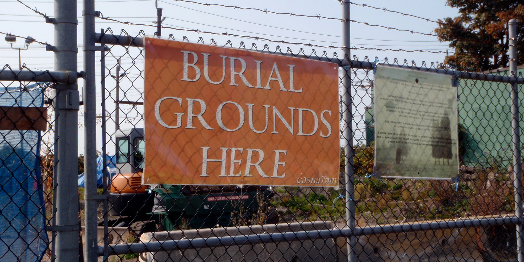 Burial Grounds Here sign, Marpole midden