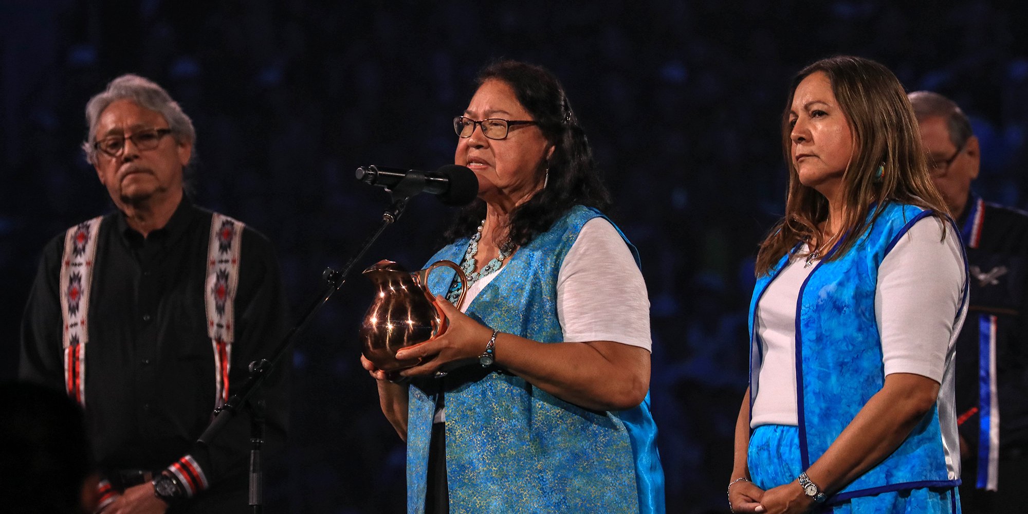 Indigenous elders at the Opening Ceremony of the 2017 Canada Games.