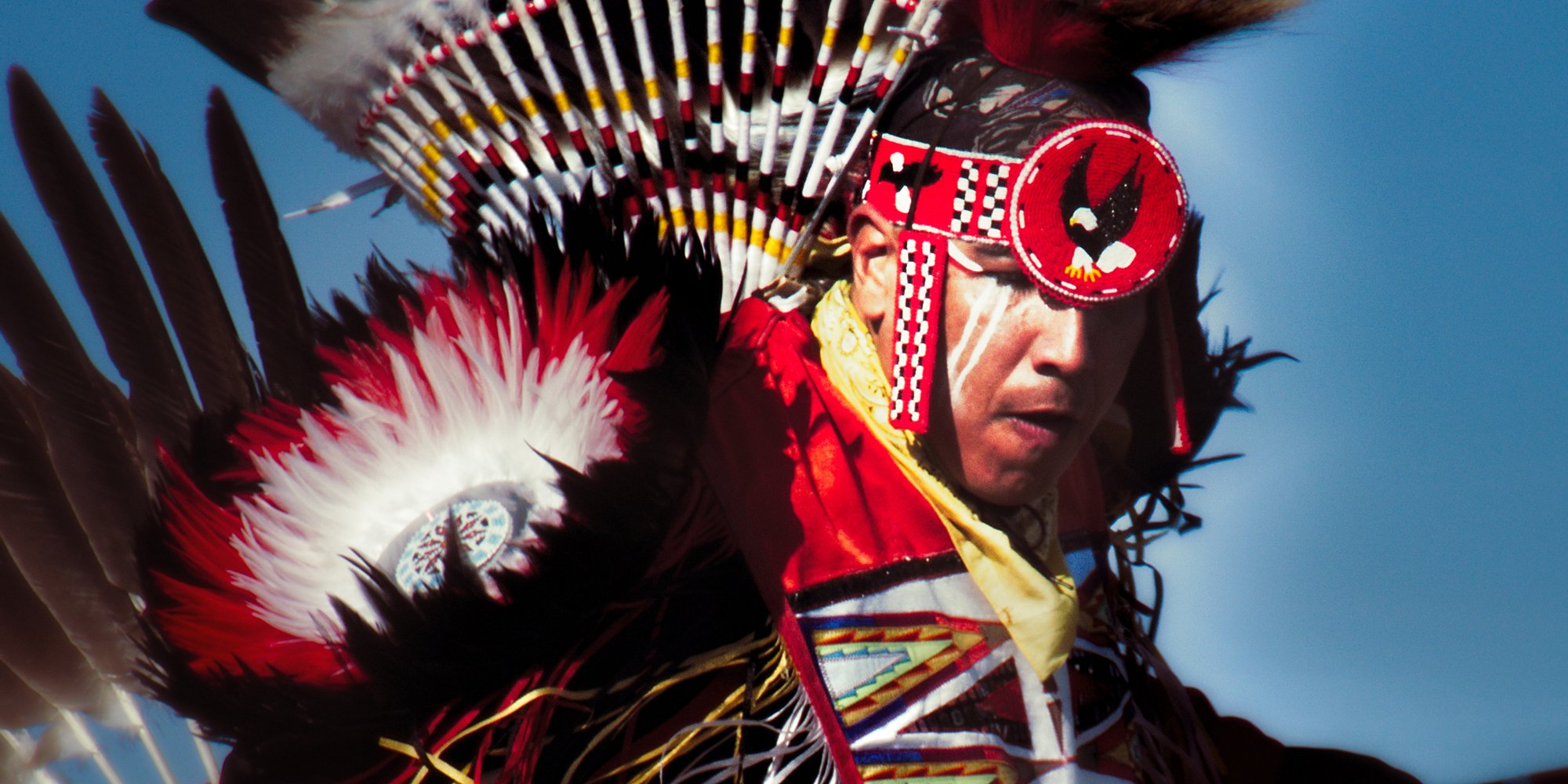 man dancing at Innu powwow