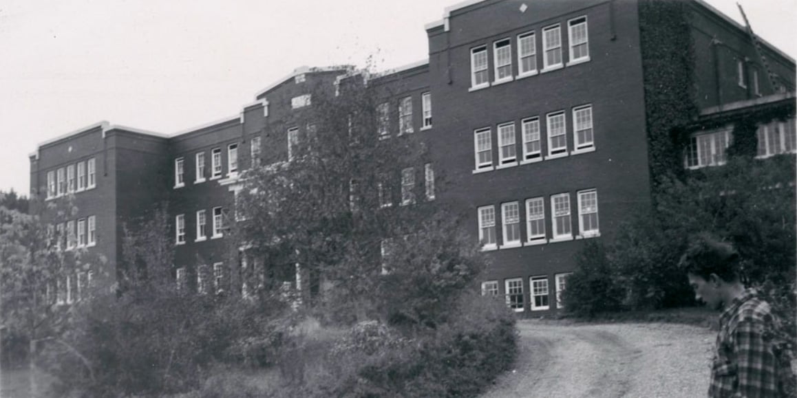 South Elevation of St. Michael's Indian School, Alert Bay, British Columbia, 1949. Canada. Dept. of Indian and Northern Affairs / LAC / e011080337_s3