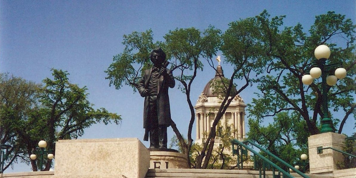 Louis Riel statue in front of the Manitoba Legislative Assembly