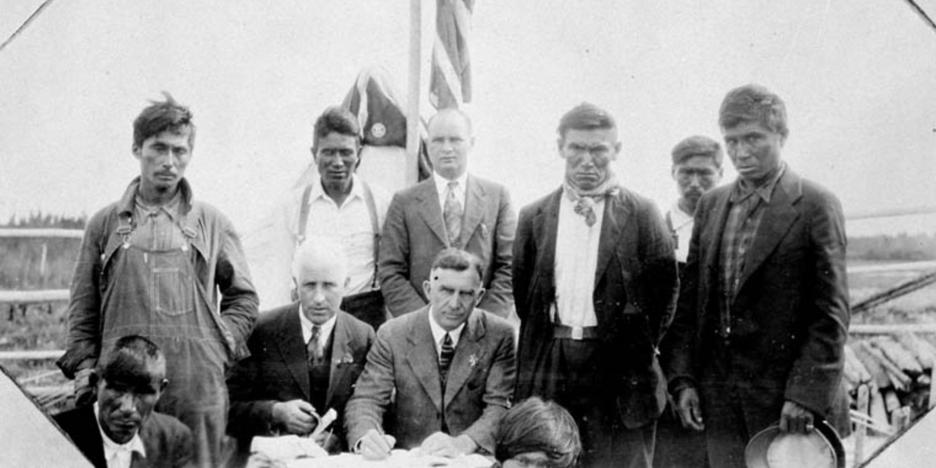 Signing of the Treaty at Windigo, Ontario, 1930.