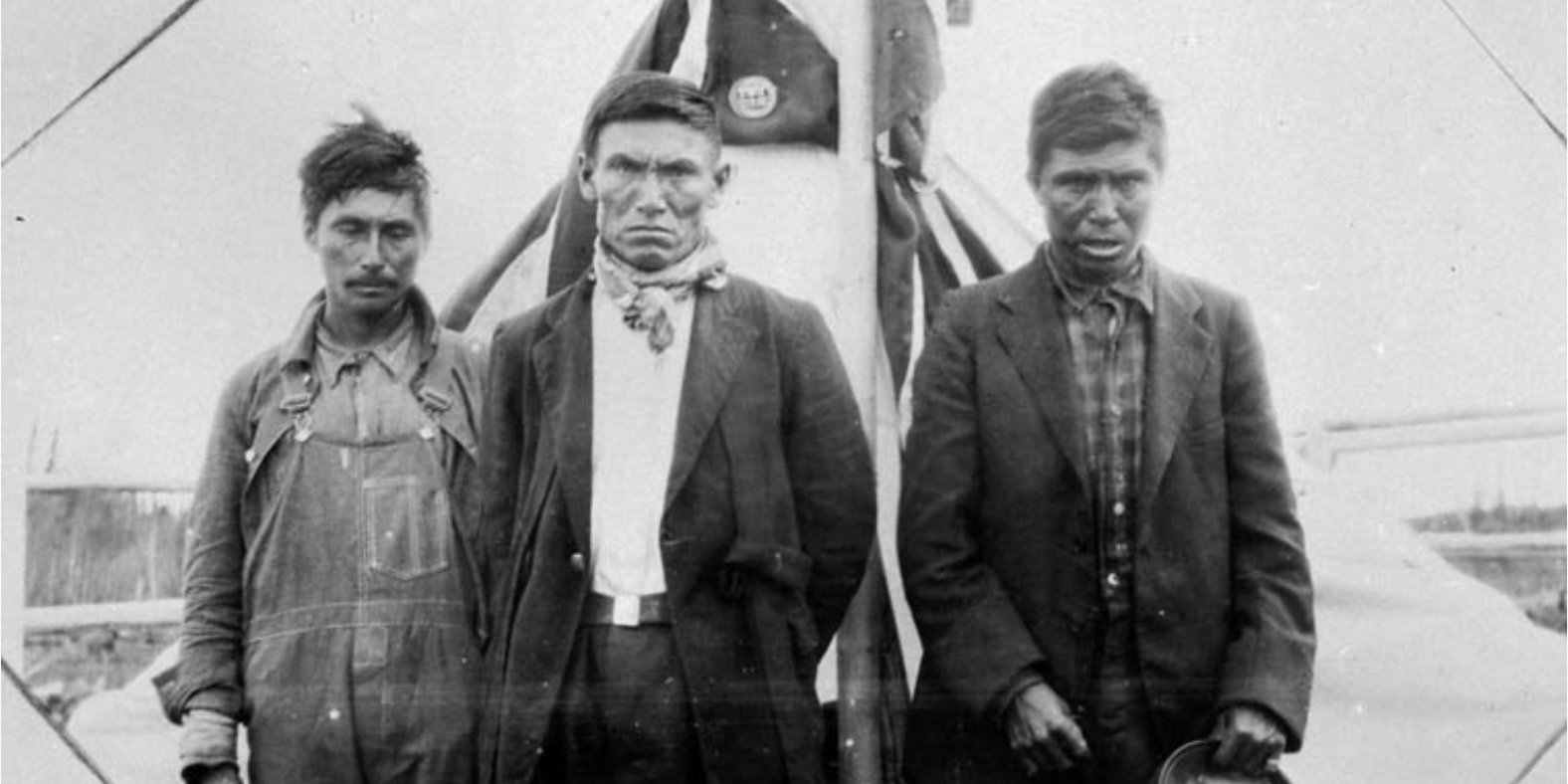 Councillor Samuel Sawanis, Chief Apin Ka-Ke-pe-ness and Councillor Senia Sak-che-ka-pow of the Caribou Lake Band, the first elected leaders of the band in Treaty. Canada. Dept. of Indian Affairs and Northern Development / Library and Archives Canada / c068948