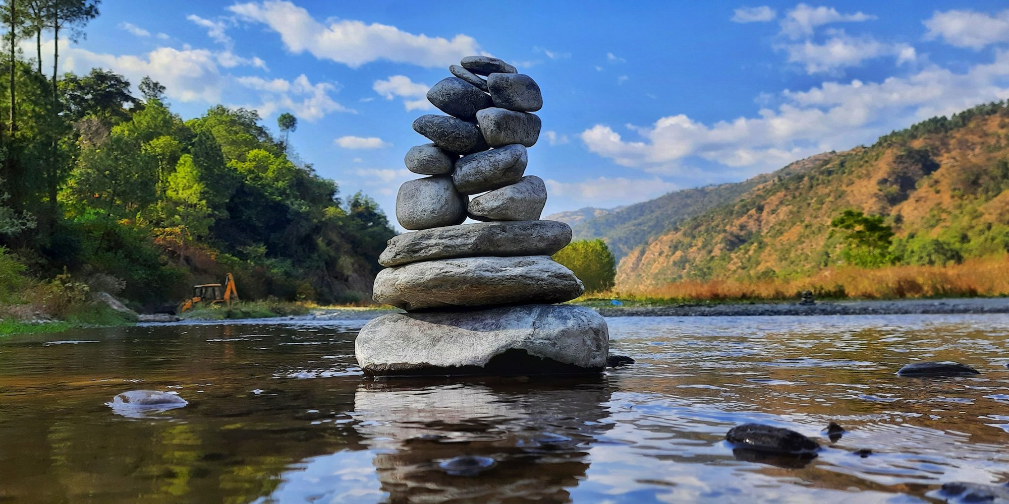 rock tower in stream