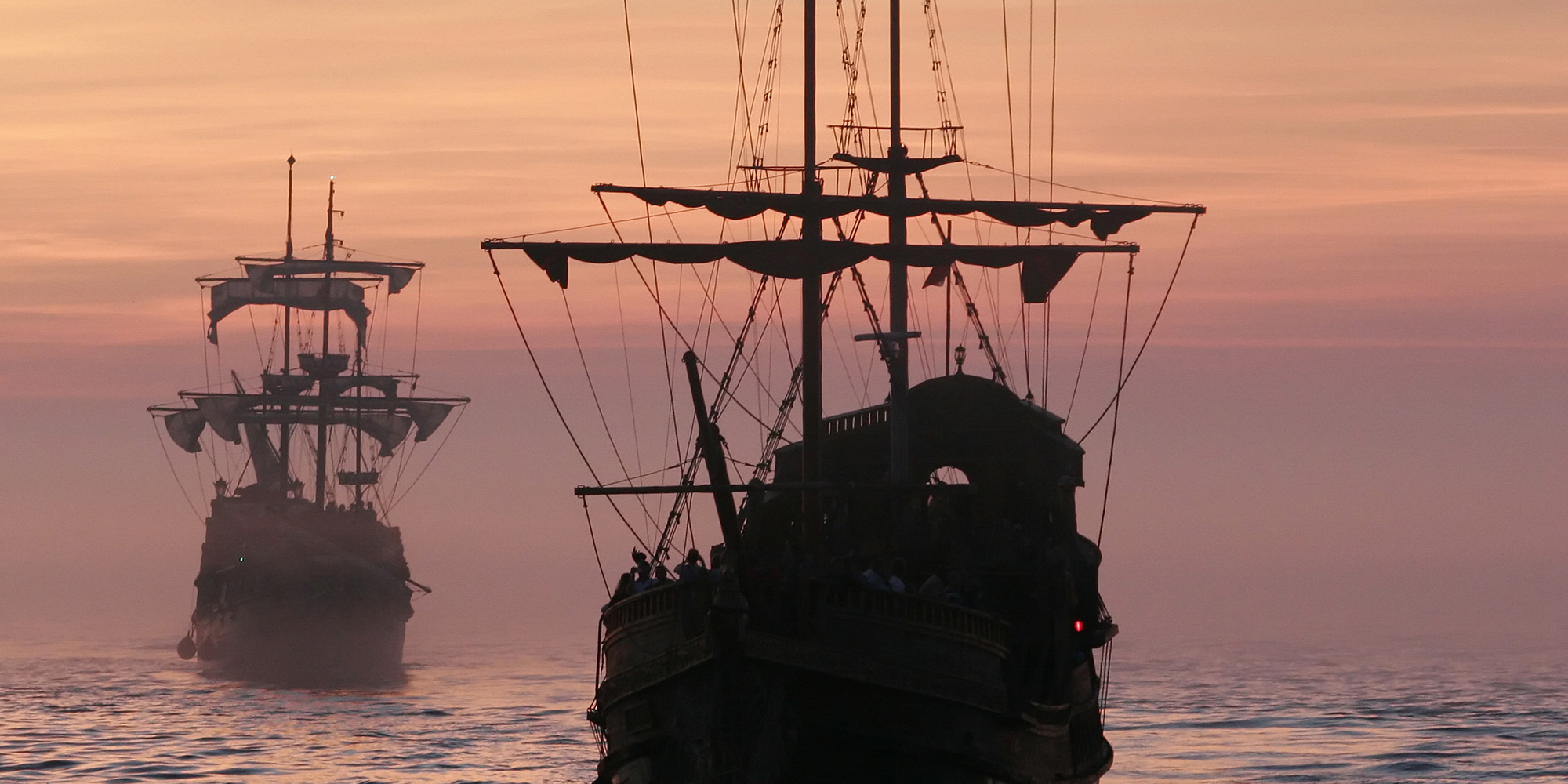 ships at sunset