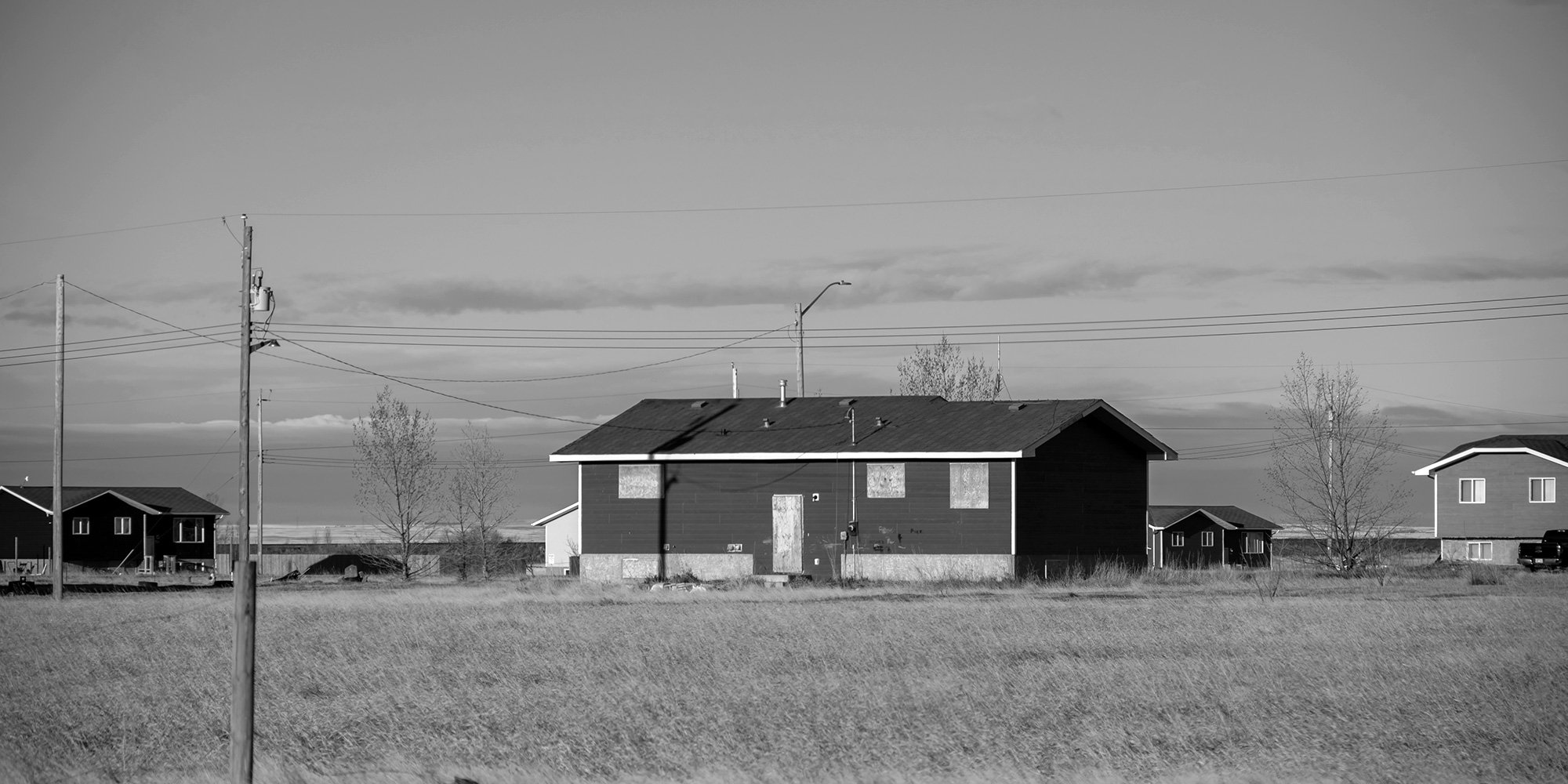 Houses on the Siksika Nation Reserve, Alberta - May 2, 2021.