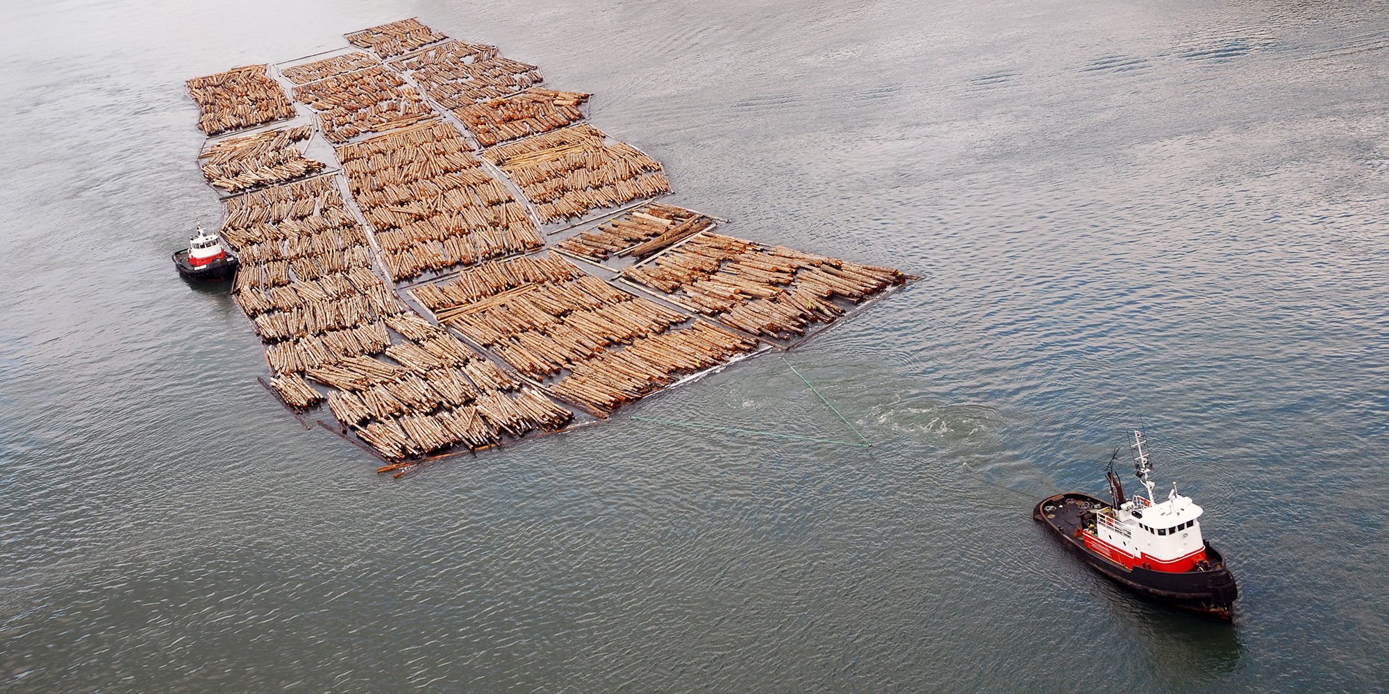 tug boats and logs