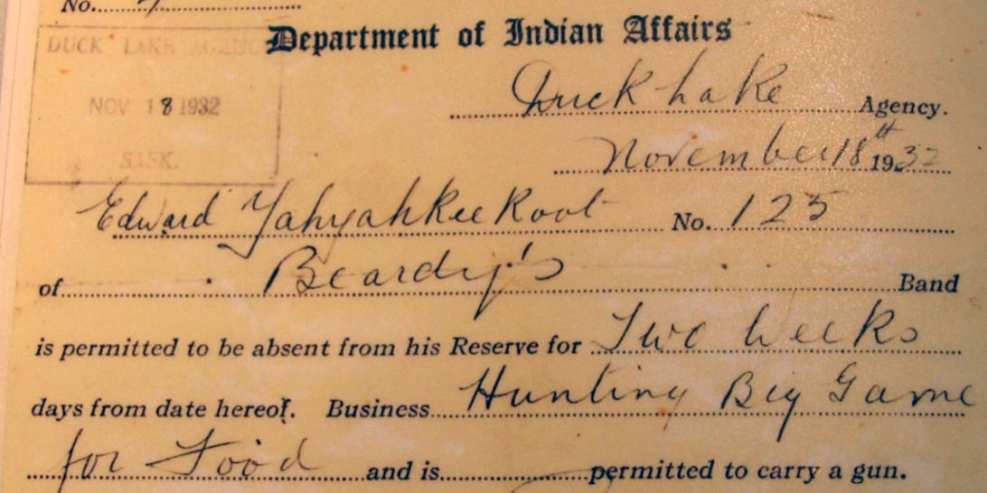 permit to leave the reserve from Indian Affairs