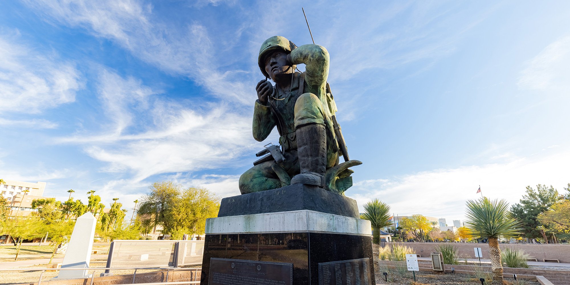 Navajo Code Talkers Memorial in Wesley Bolin Memorial Plaza. Photo: Shutterstock